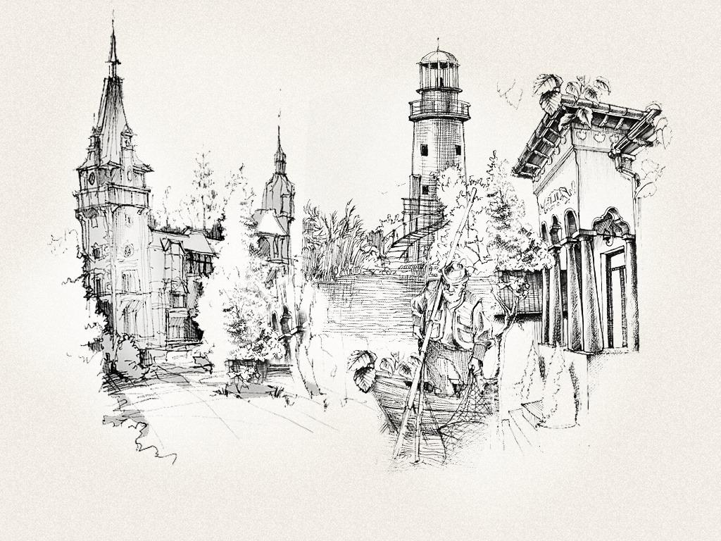 Ink drawing mockup